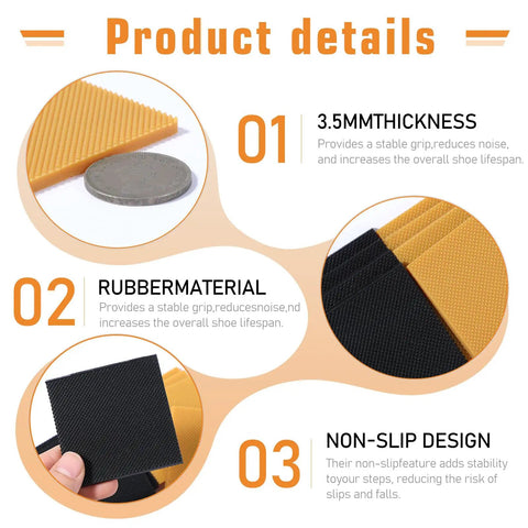 8 Pack High Heel Patches Rubber Heel Caps Non Slip Tread Pads Replacement Square Soles For Heels Durable Anti Slip Protectors shown