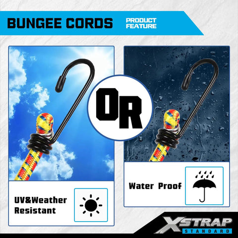 14 Piece Heavy Duty Bungee Cord Kit With 18 Inch 24 Inch 30 Inch And 40 Inch Cords With Hooks, UV and Waterproof Features