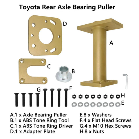 Rear Axle Bearing Puller And Install Tool Kit With 40mm Bearing Driver And Adapter Plate For Toyota 4Runner Hilux Tacoma T100 Tundra