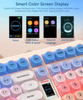 Smart color screen display on Pink Creamy Ultimate Mechanical Keyboard With Integrated Display Screen Tri Mode Hot Swappable Switches Wireless 98 Layout Gaming Board For True Dope Rigs.