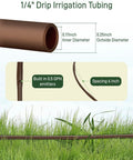 One Quarter Inch Drip Irrigation Tubing With Six Inch Emitter Spacing, 100 Foot Roll, Built In 0.5 GPH Dripper; diagram and tubing