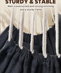 Close-up of Cozy Hammock Chair Swing With Two Pillows Included, strong webbing straps and hooks for easy hanging, soft cotton.