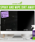 Before and after screen cleaning with 1 Gallon Screen Cleaner Refill With Dispensing Tap For Streak Free Screens TV Computer Phone Tablet