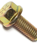 Real Deal Grade 8 Hex Flange Bolts With Coarse 3/8 16 X 1 Inch Yellow Zinc Steel showcasing a single bolt's hex head and coarse threads.