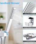 Brushed Nickel Rain Shower System With 10 Inch Rain Head And Handheld, Full Shower Faucet Set With Valve showing handheld spray