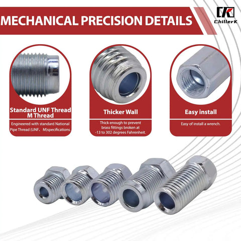 Beefy Brake Line Fittings Kit With Nuts Reducer Bushings Hex Nipples Close Nipples Reducing Hex Couplings visible with multiple fittings