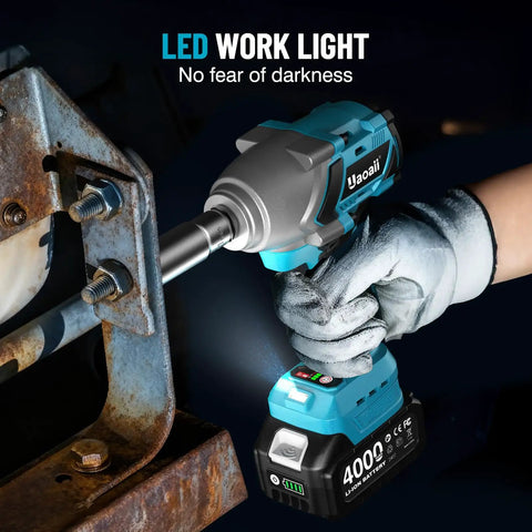 Cordless Impact Wrench Half Inch Drive 1300Nm 960 Ft Lbs Torque Compact Power Tool With Dual 5Ah Li Ion Batteries And Fast Charger IW810 in use