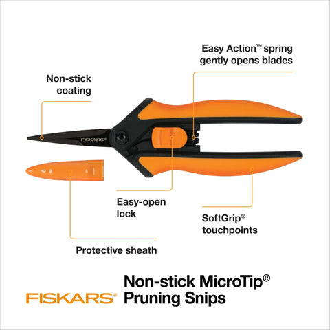 Handy Six Inch Non Stick Pruning Snips Featuring Razor Sharp Micro Tips And Sturdy Carry Pouch For Precision Garden Scissors Making Tough Plant Cuttings Feel Like A Piece Of Pie For Lawn Heroes