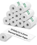 10 Rolls Mini Thermal Printer Paper 57 X 25mm Sticker Paper For Kids Instant Camera Prints Refill Fits Most Mini Thermal Printers Including T02 M02 Compatible Easy Load No Bearing Design, 10-roll pack