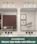 Three Light Brushed Nickel Vanity Light Over Mirror With Glass Shades UL Certified Bathroom Wall Fixture Modern Damp Rated