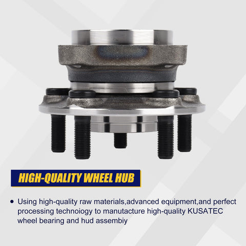 Front view of 513303 Beefy Front Wheel Bearing And Hub Assembly, 2 Piece Set For Subaru Front Wheel Hub With ABS and 5 lug bolts.