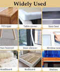 Image showcasing applications of Top Tier White Weather Stripping Tape For Doors And Windows, including seals for gaps and corners.
