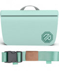 Front view of IPX7 Waterproof Fanny Pack With Magnetic One Hand Closure Dry Bag For Kayaking And Paddleboarding in teal color.