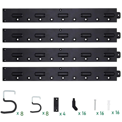 64 Inch Garage Storage Organizer Wall Mount For Tools And Cleaning Essentials, Mop And Broom Holder with hooks and hardware