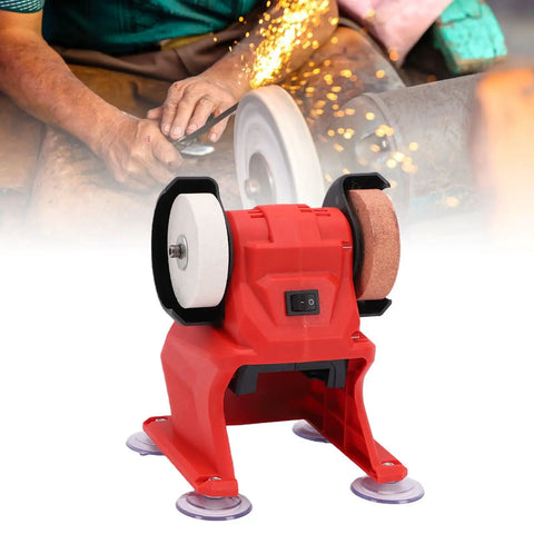 Asixxsix Mini Bench Grinder With Efficient Copper Motor And Dual Corundum Wheels For Sharpening Metal Polishing, compact design for precision grinding.