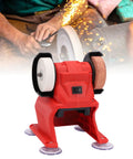 Omquot Mini Bench Grinder With Fully Copper Motor For Polishing Wood Metal Jewelry Small Multipurpose Electric Grinding Machine Compatible With 18V Battery Users, red design, compact, and lightweight.