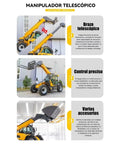 Heavy Duty Telescopic Handler Forklift Featuring Nineteen Meter Intelligent Boom Extension And Integrated Load Moment Indicator with different attachments in use.