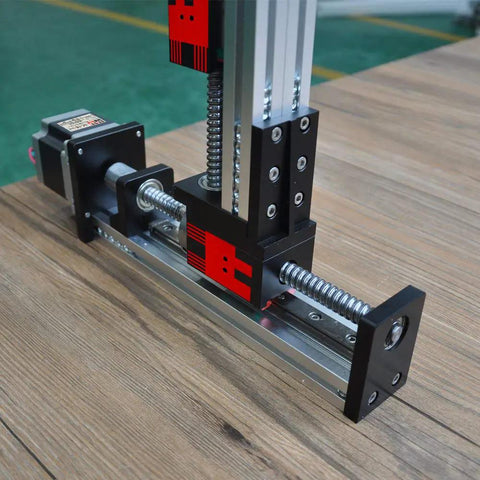 Kickass Xy Linear Motion Stage Featuring 500Mm X And 300Mm Y Stroke Ball Screw Guide Table powered by Nema 23 motor, showcasing a close-up view.