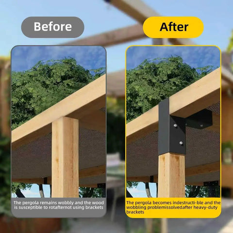 Heavy Duty 14 Gauge Three Way L Shaped Pergola Brackets For 4x4 Beams Indoor Outdoor Wood Frame DIY Horizontal Corner Support For Pavilion Gazebo Porch Deck Cabin 1 Pack