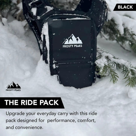 Everyday Chest Pack For Hiking, Skiing, Running And Travel With Grab And Go Phone Pocket in snowy outdoor setting