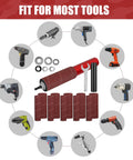 Dang Solid Knockout Portable Drill Drum Sander Kit With Hand Held Spindle Adapter and sanding sleeves for various tools and projects.