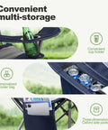 Oversized Heavy Duty Folding Camping Chair Outdoor With Cup Holder Storage And Built In Cooler Thick 600D Oxford Fabric