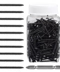 Two Hundred Fifty Black Number Eight By One Inch Half Wood Screws Bulk Box For Cabinet Joinery And Furniture Assembly Crafted From Premium Carbon Steel with jar