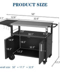 Ultimate Outdoor Grill Cart With Storage And Wheels, Patio Kitchen Island Style BBQ Table dimensions and features shown