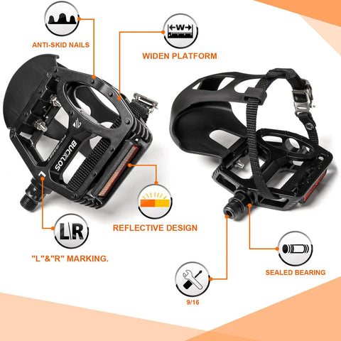 bike pedals with toe cages Bike Pedals With Toe Cages, Straps & Durable Design ✓