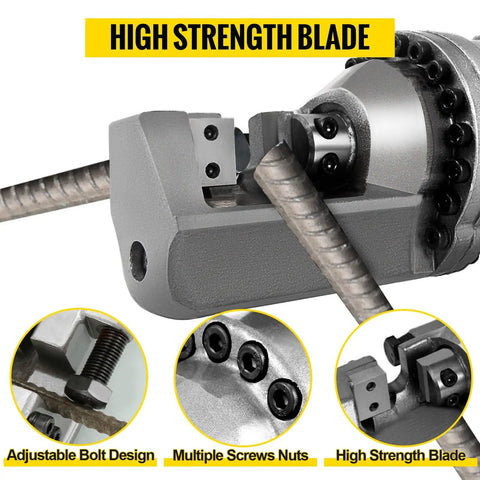 Heavy Duty RC 16 Portable Electric Hydraulic Rebar Cutter Cuts 4Mm To 25Mm Steel Bars Fast With Pure Copper Motor showing high strength blade and adjustable design.