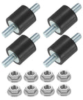 4 Pack M5 By 12mm Rubber Mounts 15mm By 15mm Cylindrical Anti Vibration Isolator Studs With Nuts For Cars, Bobbin, Generators And Air Compressors Heavy Duty, black rubber mounts with nuts
