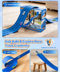 Three Lane Flex Track Race Set with 15 ft track, loop, ramp, and die-cast cars displayed on packaging for ages 3 and up.
