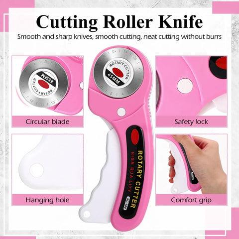 Front view of Rotary Cutter Set 102 Piece 45Mm With 100 Blades And 2 Ergonomic Handles With Safety Lock