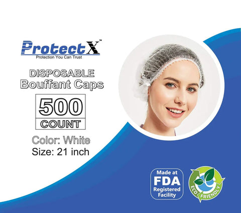 500 Pack White Disposable Hair Nets Bouffant Caps Elastic Head Covers For Food Service And Spa Use 21 Inch Breathable