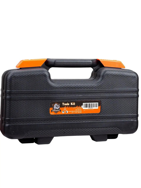 39 Piece Home Tool Set With Plastic Toolbox Storage Case Orange For DIY Projects And Everyday Household Repairs Includes Hammer Pliers Screwdrivers Tape Measure And More With Sturdy Heat Treated Chrome Plated Tools, black case