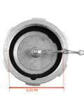 Diesel Fuel Cap Two And A Quarter Inch Die Cast Aluminum Fits International DuraStar 2002 To Current And 4100 4200 4400 Trucks Replacement Cap For Rugged Fleet And Personal Trucks. Top view showing diameter measurement.