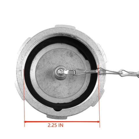 Diesel Fuel Cap Two And A Quarter Inch Die Cast Aluminum Fits International DuraStar 2002 To Current And 4100 4200 4400 Trucks Replacement Cap For Rugged Fleet And Personal Trucks. Top view showing diameter measurement.