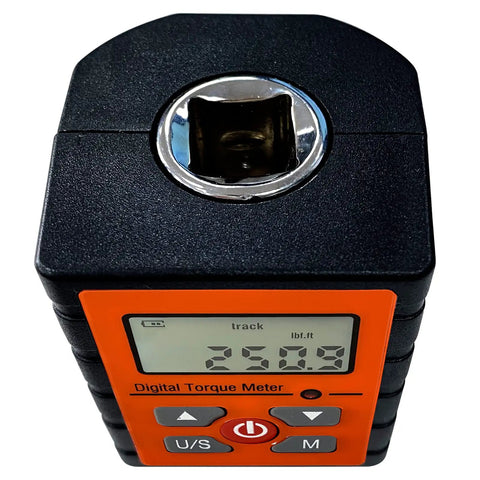 Digital Torque Adapter Half Inch Drive Includes Adapters From Half To Three Eighths And Quarter Inch, 8 To 250.9 ft-lb Range, Alarm Settings, Preset Torque Meter Tester For Auto Repair And DIY Garage Pro Tools, front view