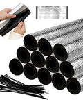 12 Pack Self Adhesive Pipe Insulation Foam Tubes With Aluminum Foil Joint Tape And Zip Ties For Spigot And Sprinkler Lines