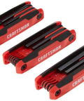 Folding 25 Key Hex Key Set, 3 Pack, Durable Composite Construction with Rubber Grip, Chamfered Edges, includes SAE Sizes