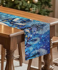 Cozy Linen Christmas Table Runner With Blue Snowy Village Winter Scene For The Fam And Family Holiday Gatherings 13x72 Inches