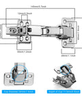 Dimensions of Two Piece 165 Degree Hidden Hinge For Face Frame Cabinets, Clip On Plate No Sweat Install, Hydraulic Concealed Soft Close