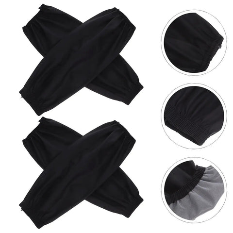 Heavy Duty Waterproof PU Arm Sleeves Extended Length Oversleeve Protectors Tough As Nails For Grease And Grime No Sweat Reusable Oil Water Resistant Gear For Messy Kitchen Cooking And Garage Work Pack Of Two Black folded with elastic cuffs
