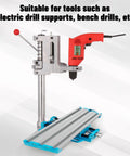 XY Axis Slide Vise Pro Grade Cross Worktable Clamp with red drill mounted, BG-6880, 54mm X travel and 194mm Y travel, aluminum alloy.