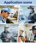 Hella Breathable Anti Static Work Cap Adjustable Low Lint Bill Hat For Electronics Lab Crew Solid Five Pack Navy in application scenes.