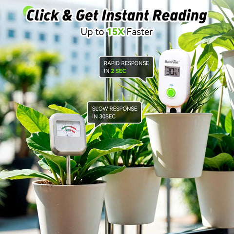 Smart Wireless Plant Moisture Meter For Indoor And Outdoor Gardens With Capacitive Probe Real Time Leave In Soil Hygrometer Sensor LCD Display Requires WiFi Hub No Hassle Two Pack in plants