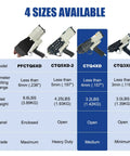 Image showing specifications for Heavy Duty Pneumatic Cutting Nipper Built Tough With Aluminum Housing And Forged Alloy Steel Blades in four sizes.