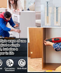 100 Pack 7mm By 50mm Confirmat Screws for wood cabinets and DIY projects with usage examples and installation tools