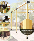 Heavy Duty Steel Shed Brackets Built Tough With Rust Resistant Coating Fits Standard Four By Four Posts And Comes With Expansion Screws For No Sweat Backyard Shed Assembly Every Time, detailing installation with wooden posts.