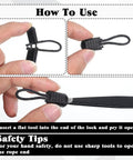 How to use 50 Pack No Tie Shoe Lace Clips With Paracord End Caps And Zipper Pulls, black clip opened with flat tool
